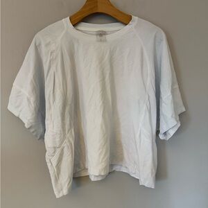 Calia white striped active wear stripe short sleeve shirt. L